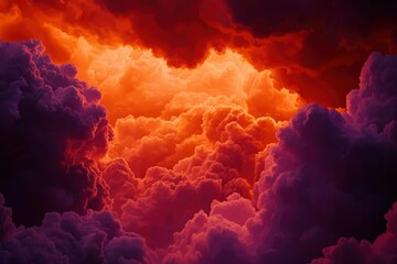 Dramatic sky with fiery clouds. Stormy sky with colorful and intense atmosphere