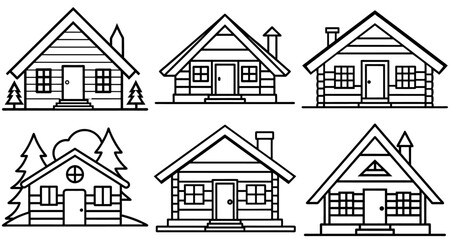 Cabin Outline Coloring Page Printable Line Art Drawing