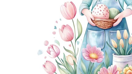 A chibi garden apron with pockets, ready for work, isolated on a white background