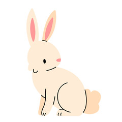 Cute sitting bunny isolated on white background. flat illustration.