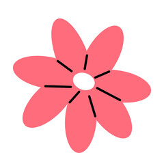Cute pink flower isolated on white background. flat illustration.