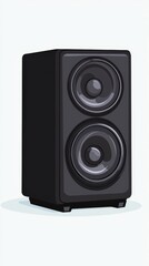 Black speaker featuring dual speakers on top for enhanced sound experience and audio performance