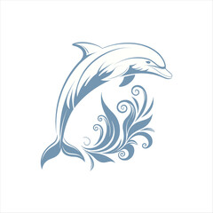 dolphin silhouette vector clip art logo design