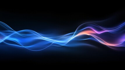 Fototapeta premium A vibrant, flowing abstract design of blue and purple waves against a dark background, suggesting movement and energy.