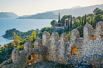 View from the Roman castle of Kaleköy village in Kekova near Kaş, Turkey