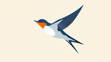 Obraz premium A vibrant swallow bird is flying gracefully against a light background, capturing the essence of spring and the feeling of freedom in its flight