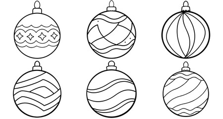 Fototapeta premium Christmas ball Outline Coloring Page Printable Line Art Drawing
