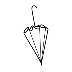 a line art drawing of an umbrella design element