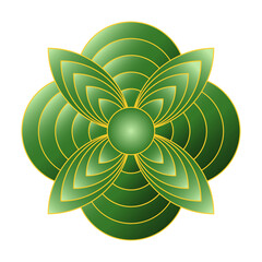 Beautiful Islamic Green Flowers, Abstract Floral Ornament For Print And Decoration