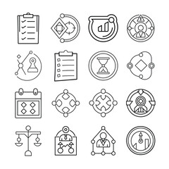 Fototapeta premium Set of Management line art vector icon