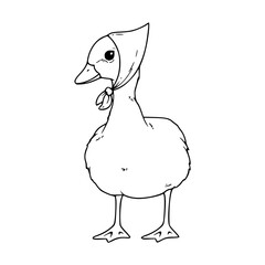 a black and white drawing of a cute cartoon duckling mom's for coloring page