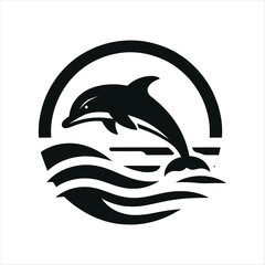 Obraz premium dolphin silhouette vector clip art logo design