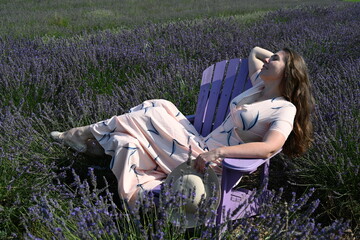 beautiful young woman in lavender field