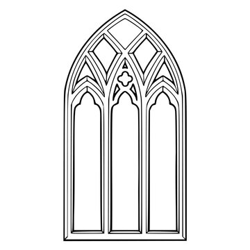 a black and white drawing of a church window icon vector