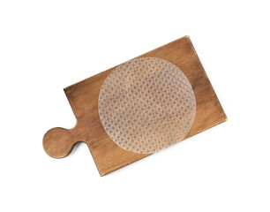 Edible rice paper isolated on white, top view