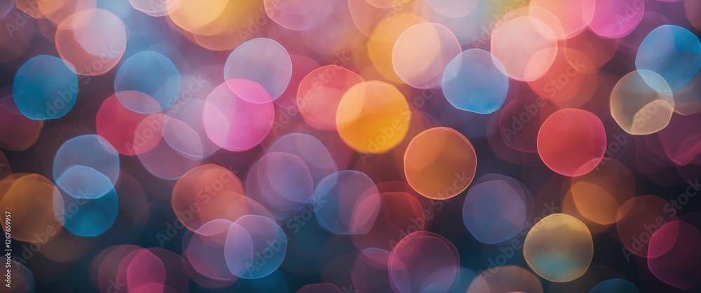 Poster vibrant bokeh lights background with soft colors and space for text or graphics