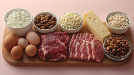 Healthy Foods for a Proper Diet: Cheese, Meat, Nuts, Eggs, Keto Diet