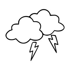a black and white drawing of a cloud and thunder icon
