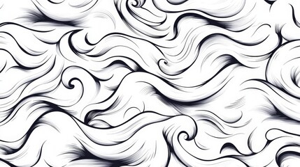 Abstract seam pattern featuring wavy lines in various colors and designs for textile or background use