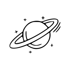 Obraz premium a black and white drawing of a cartoon saturn for design element