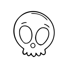 a line art hand drawn of a cartoon skull