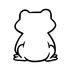 a black and white drawing of a cute cartoon frog character