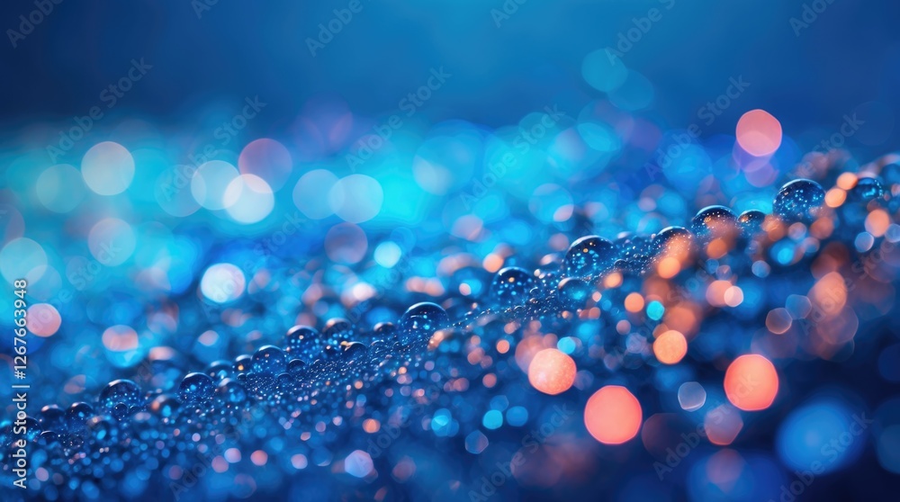 Wall mural blue gradient bokeh background with droplets creating a dreamy atmosphere ideal for creative designs