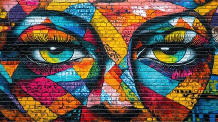 Vibrant Eyes: A Colorful Street Art Masterpiece