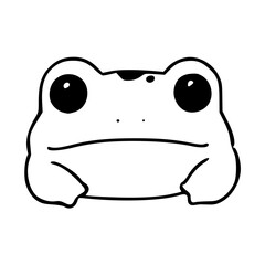 a black and white drawing of a cute cartoon frog character