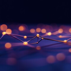 Glowing Connection Points on a Dark Surface