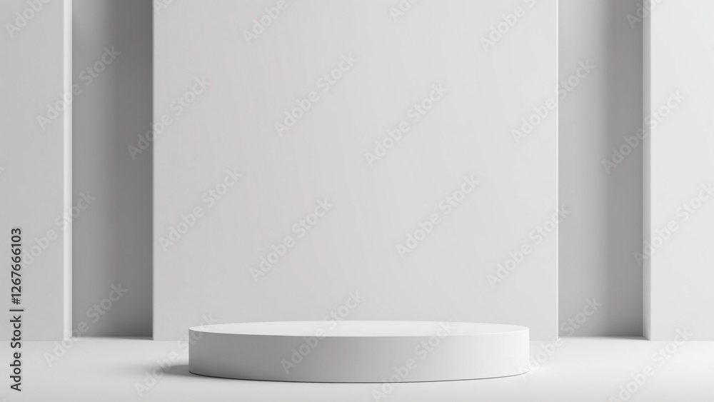 Poster minimal background. podium and white background for product presentation. 3d rendering illustration