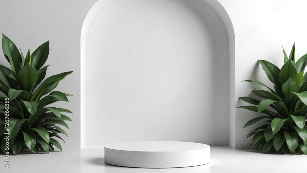 Poster minimal background. podium and white background for product presentation. 3d rendering illustration