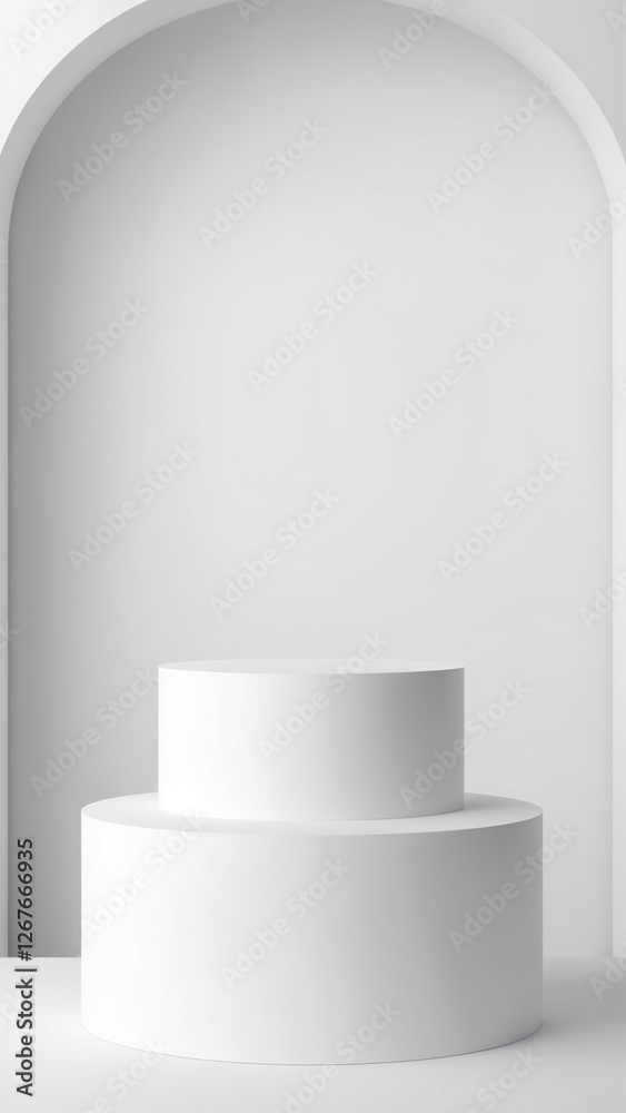 Poster minimal background. podium and white background for product presentation. 3d rendering illustration