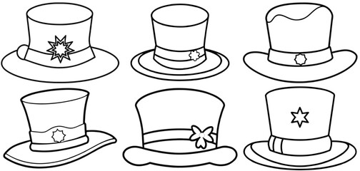Christmas top hat Outline Coloring Page Printable Line Art Drawing