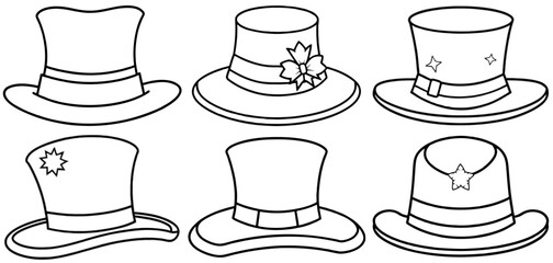 Christmas top hat Outline Coloring Page Printable Line Art Drawing