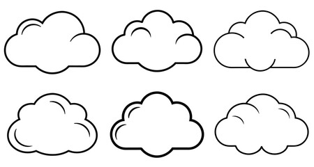 cloud Outline Coloring Page Printable Line Art Drawing