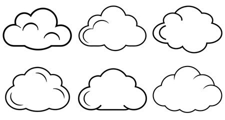 cloud Outline Coloring Page Printable Line Art Drawing