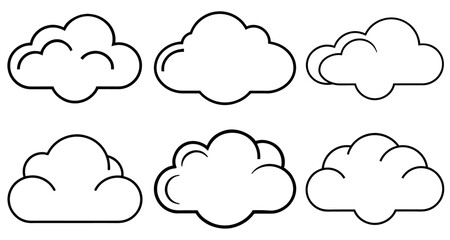 cloud Outline Coloring Page Printable Line Art Drawing