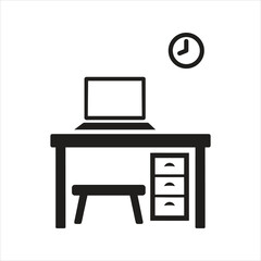 Office desk icon. Empty office icon