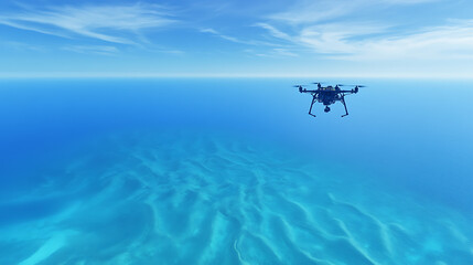 Fototapeta premium Drone Aerial Photography of Clear Blue Ocean and Sky Capturing Tranquil Beauty of Nature Scenery