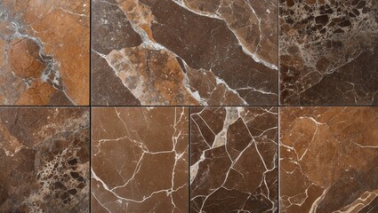 Brown marbled natural stone tile texture for decorative wall coverings and interior design projects. Elegant and versatile surface material.