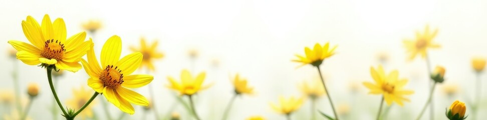 Obraz premium White background with yellow Euryops pectinatus, blossom, yellow, nature