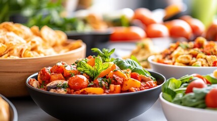 delicious bowls of fresh food on a table