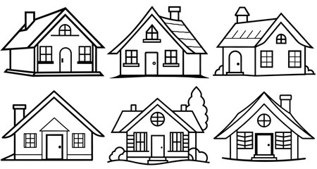 Cottage Outline Coloring Page Printable Line Art Drawing