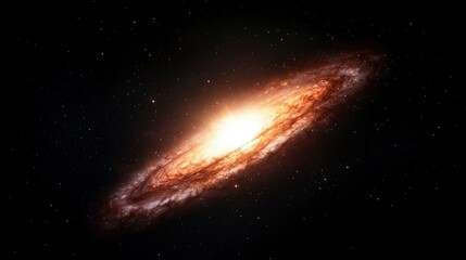 Fototapeta premium Galaxy with bright center shines, surrounded by dust clouds and starry background