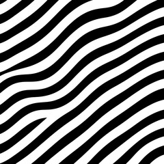 Fototapeta premium Dynamic Black and White Diagonal Wavy Lines Pattern Optical Art Visual Illusion Background