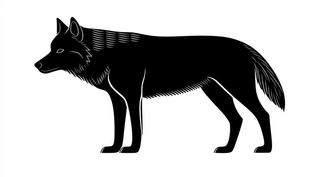 recommend clip art: Black wolf profile, wild animal, snowy background, nature illustration, wildlife design