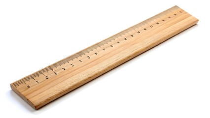 Wooden Ruler on White Background