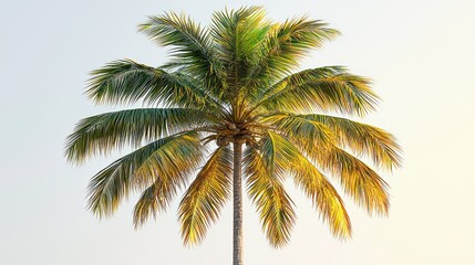 Obraz premium Single palm tree against a pale beige sky