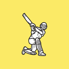 Cricket playing batter - batsman illustration